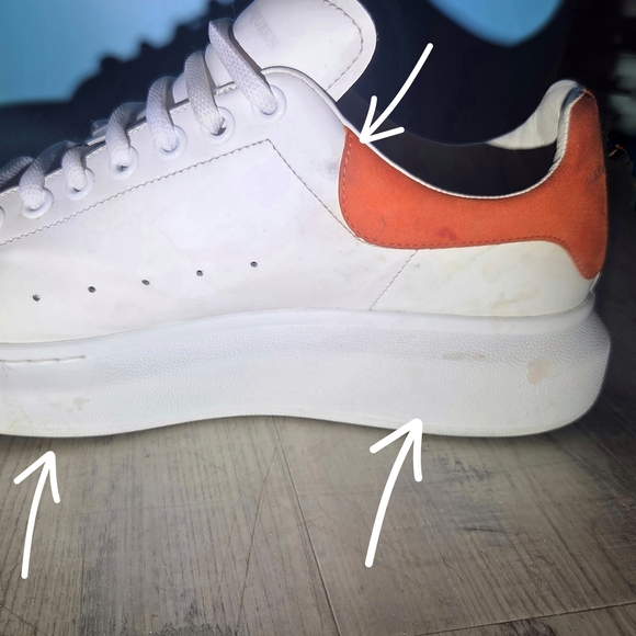 Alexander McQueen White Sneakers with Orange Accents - Picture 6 of 8